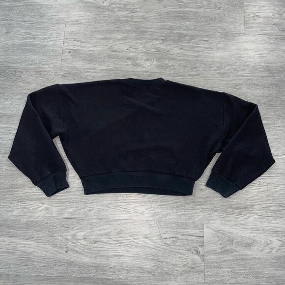 Reformation Sweatshirt Women's XS Hunter Cropped Pullover Long Sleeve Top Black - Picture 2 of 11